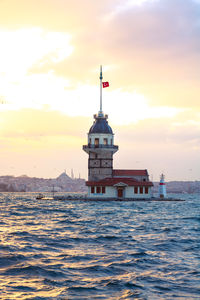 Maiden's tower at sunset. istanbul background photo