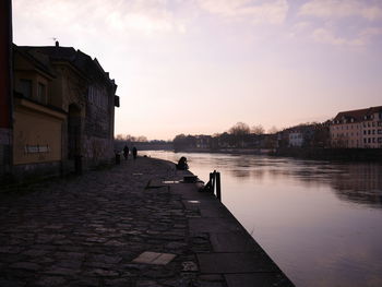 View of river along buildings