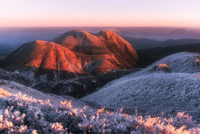 Scenic view of landscape against sky during sunset