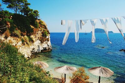 Scenic view of sea against clear sky