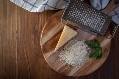 High angle view of food on table