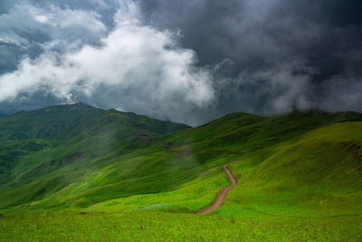 Thunderstorm and rain in the green mountains of the caucasus