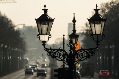 Close-up of street light against sky