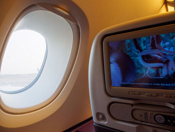 Close-up of airplane window