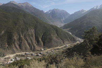 Scenic view of mountains against sky