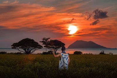Scenic view of landscape at sunset
