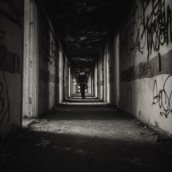 Narrow alley in tunnel