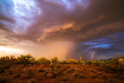 Scenic view of dramatic sky during sunset