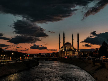 View of city at sunset