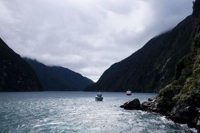 Scenic view of sea against cloudy sky