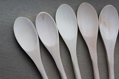 Close-up of wooden spoons on table