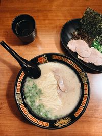 High angle view of food on table