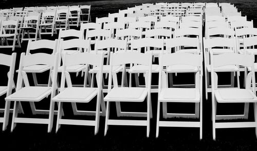 Empty chairs in stadium