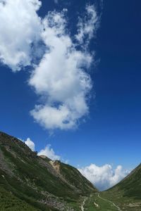 Scenic view of mountains against cloudy sky