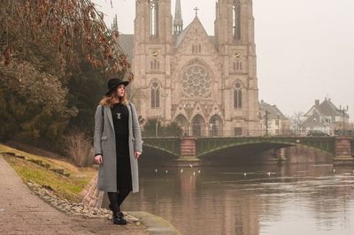 Full length of man standing in temple