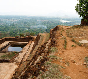 View of old ruin on mountain