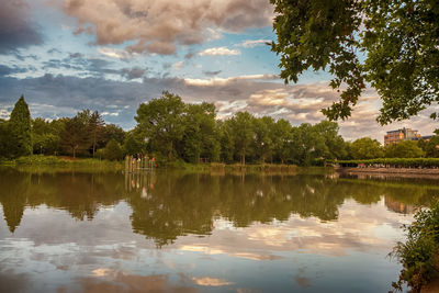 Scenic view of lake against sky