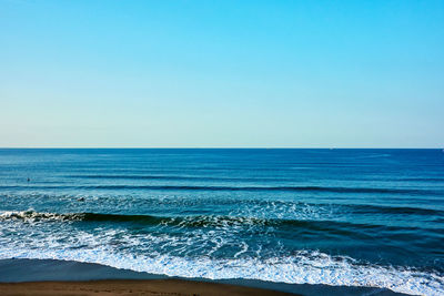 Scenic view of sea against clear sky