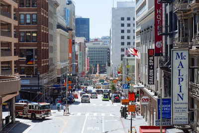City street along buildings