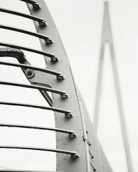 Close-up of railing against sky