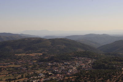 Scenic view of mountains against clear sky