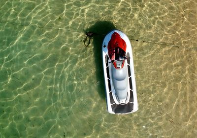 Directly above shot of boat in sea