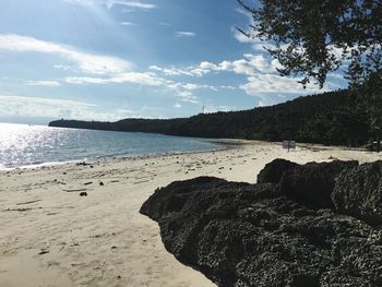 Scenic view of beach against sky