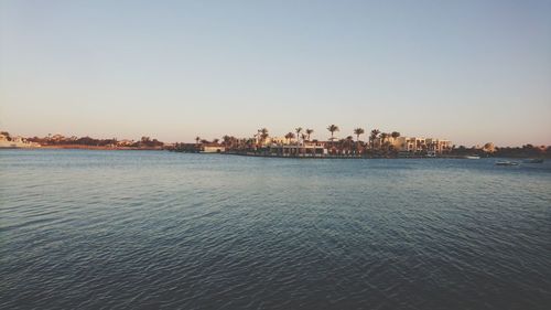 Scenic view of sea against clear sky