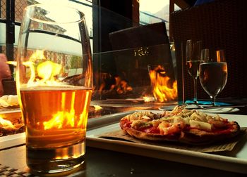 Close-up of food in glass on table