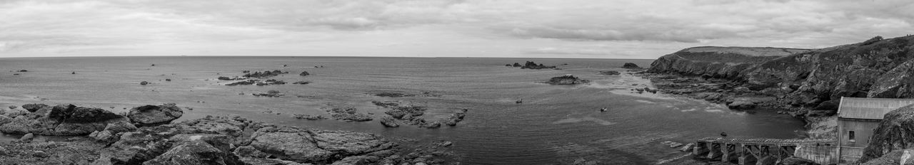 Black and white photo of the old lifeboat station at the lizard in cornwall