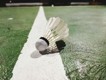 High angle view of umbrella on table