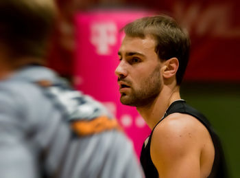 Close-up of serious athlete during match