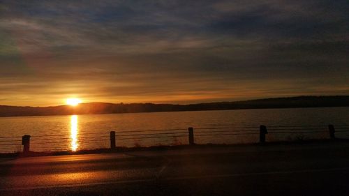 Scenic view of sunset over sea