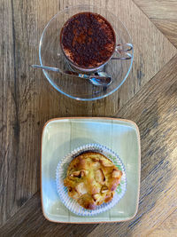 High angle view of food on table