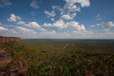 Scenic view of land against sky