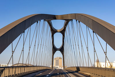 Low angle view of suspension bridge