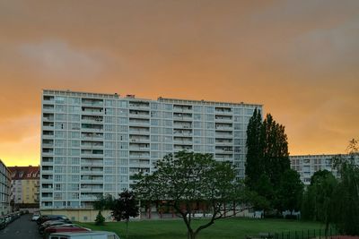 Buildings at sunset