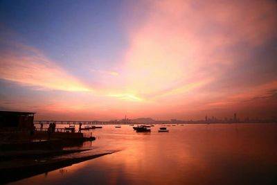 Scenic view of sea during sunset