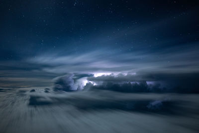 Long exposure of cloudscape at night