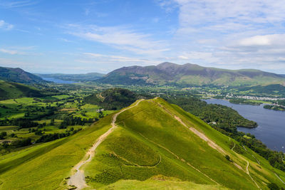 Hiking trail up catbells in the lake district national park