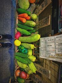 Low section of person standing at market stall