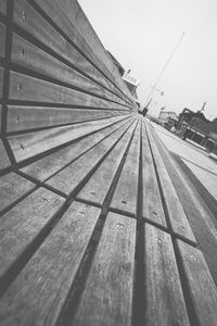 Surface level of metallic structure against sky