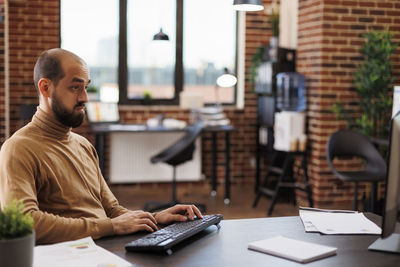 Businessman working at office