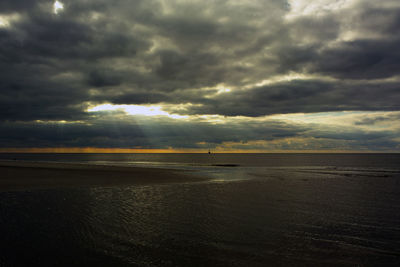 Scenic view of sea against cloudy sky