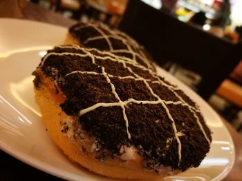 Close-up of cake slice in plate