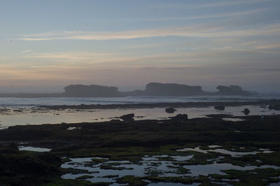 Scenic view of sea against sky during sunset