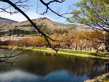 Scenic view of lake against sky