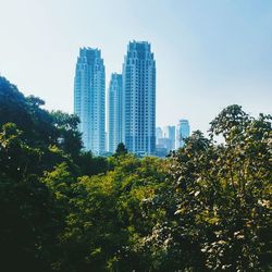 Modern buildings against blue sky