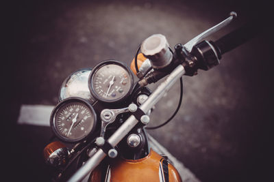 High angle view of motorcycle on road