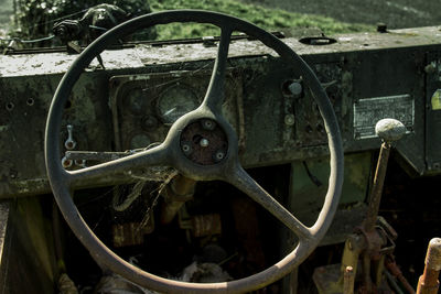 Close-up of rusty wheel